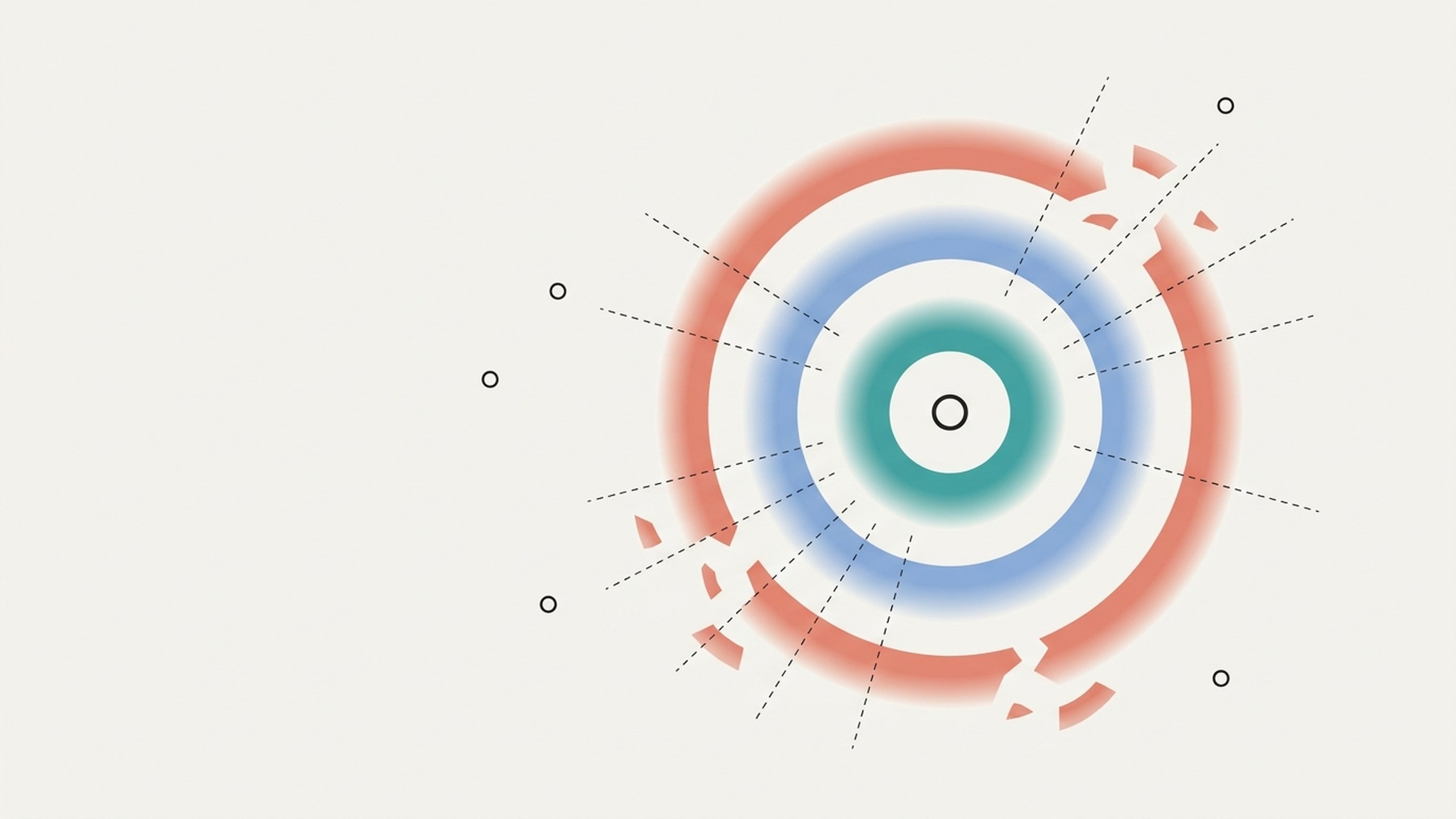 Concentric protective rings with the outermost ring broken into fragments — illustration of PETs as the missing layer in U.S. critical-infrastructure AI security